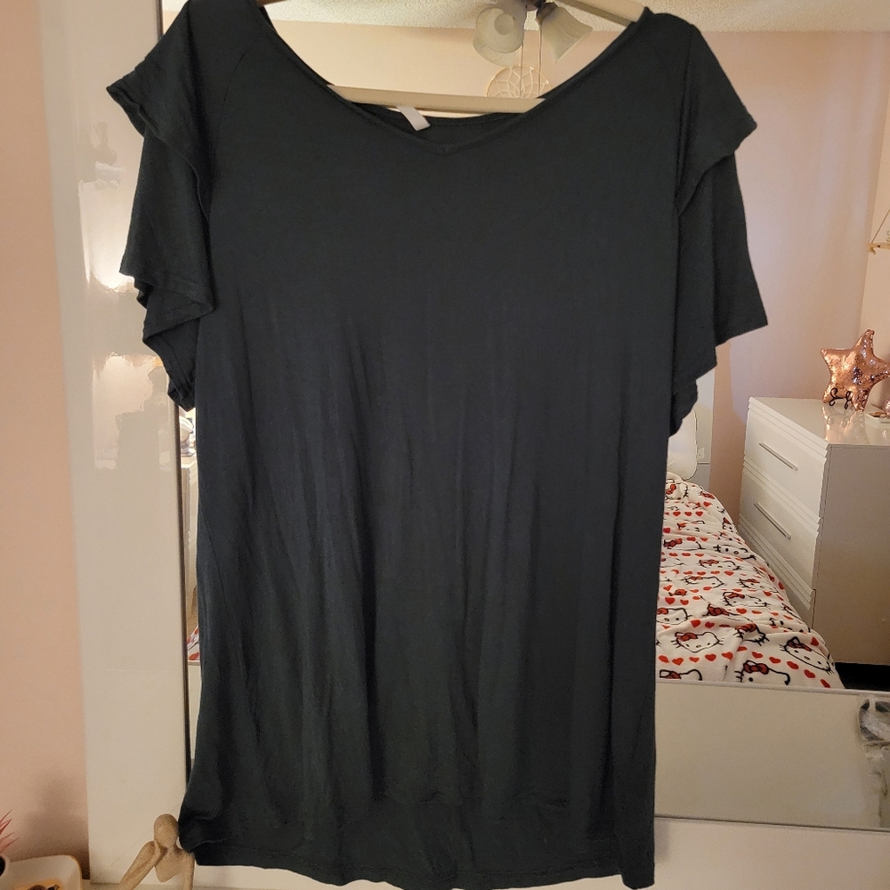 YVH Hunter Green Women's Ruffle Sleeve Top